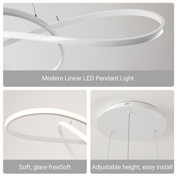 Brilagi - Lampadario LED dimmerabile INFINITY, sospeso con cavi, LED/80W/230V 80x80 cm bianco + telecomando