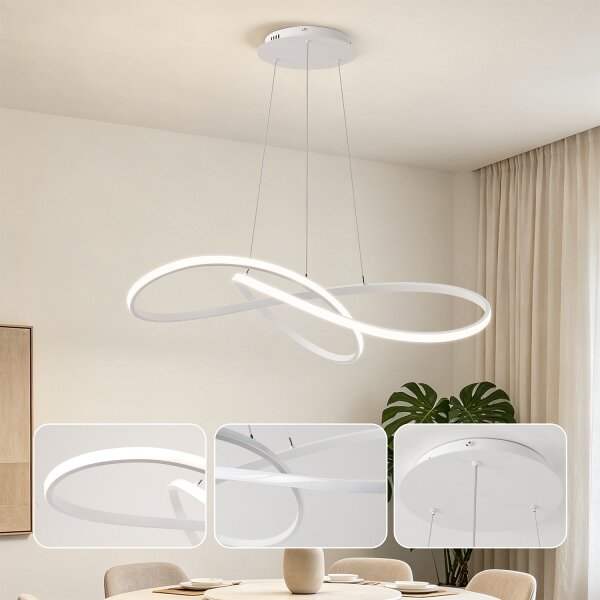 Brilagi - Lampadario LED dimmerabile INFINITY, sospeso con cavi, LED/80W/230V 80x80 cm bianco + telecomando