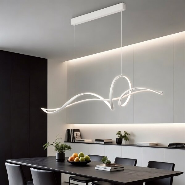 Brilagi - Lampada LED dimmerabile a sospensione su cavo SIGNATURE LED/55W/230V 120x23 cm bianca + telecomando