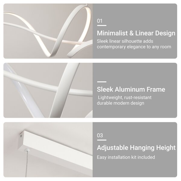 Brilagi - Lampada LED dimmerabile a sospensione su cavo SIGNATURE LED/55W/230V 120x23 cm bianca + telecomando