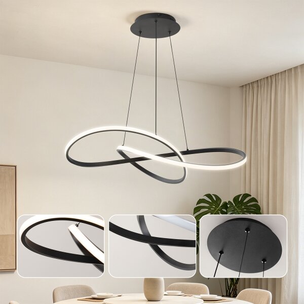 Brilagi - Lampadario a sospensione dimmerabile INFINITY LED/80W/230V 80x80 cm nero + telecomando