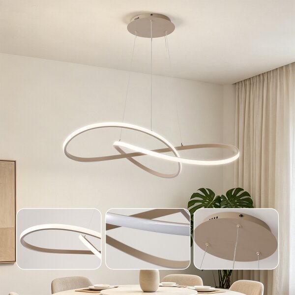 Brilagi - LED dimmerabile, lampadario a sospensione con cavo INFINITY LED/80W/230V 80x80 cm beige + telecomando