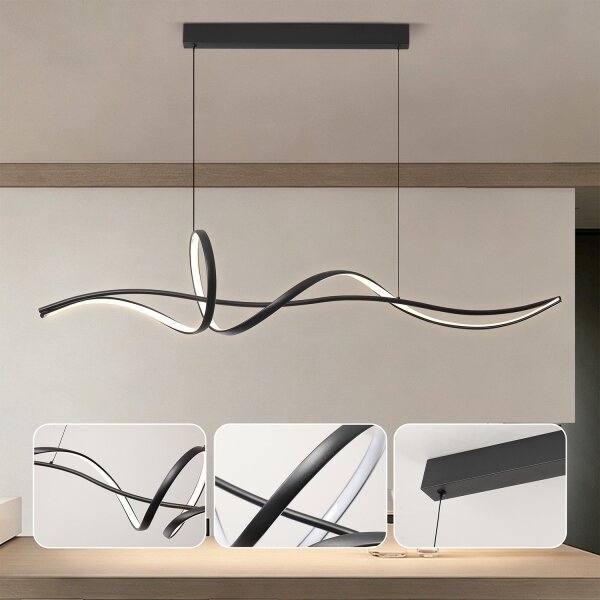 Brilagi - Lampadario LED dimmerabile a sospensione su cavo SIGNATURE LED/55W/230V 120x23 cm nero + telecomando