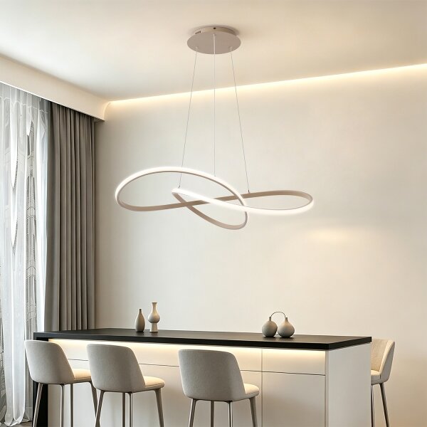 Brilagi - LED dimmerabile, lampadario a sospensione con cavo INFINITY LED/80W/230V 80x80 cm beige + telecomando