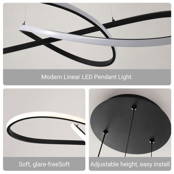 Brilagi - Lampadario a sospensione dimmerabile INFINITY LED/80W/230V 80x80 cm nero + telecomando