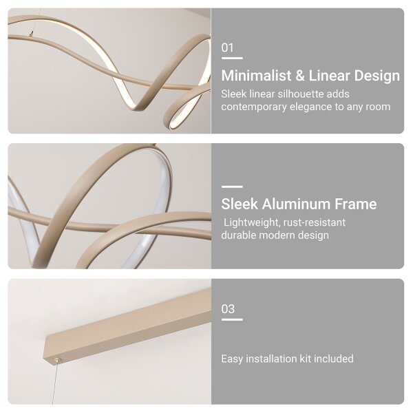 Brilagi - lampadario LED dimmerabile a sospensione con cavo SIGNATURE LED/55W/230V 120x23 cm beige + telecomando