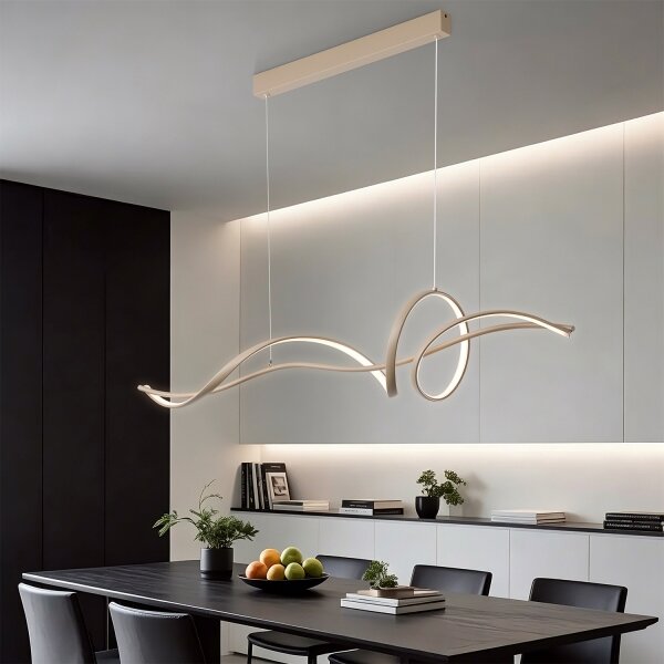 Brilagi - lampadario LED dimmerabile a sospensione con cavo SIGNATURE LED/55W/230V 120x23 cm beige + telecomando
