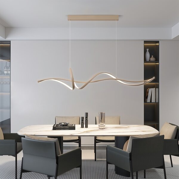 Brilagi - lampadario LED dimmerabile a sospensione con cavo SIGNATURE LED/55W/230V 120x23 cm beige + telecomando