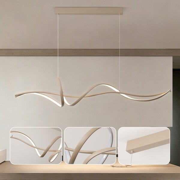 Brilagi - lampadario LED dimmerabile a sospensione con cavo SIGNATURE LED/55W/230V 120x23 cm beige + telecomando