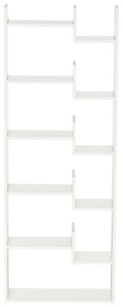 HOMCOM Libreria Moderna a 6 Livelli con 11 Scaffali Aperti per Studio e Soggiorno, 61x23x162.6 cm, Bianco