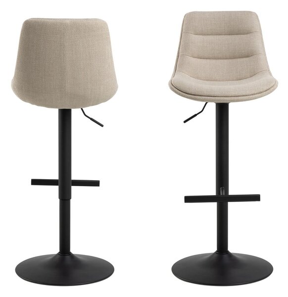 Sgabello da bar nero/beige con altezza regolabile (altezza della seduta 65 cm) Adisa – Actona