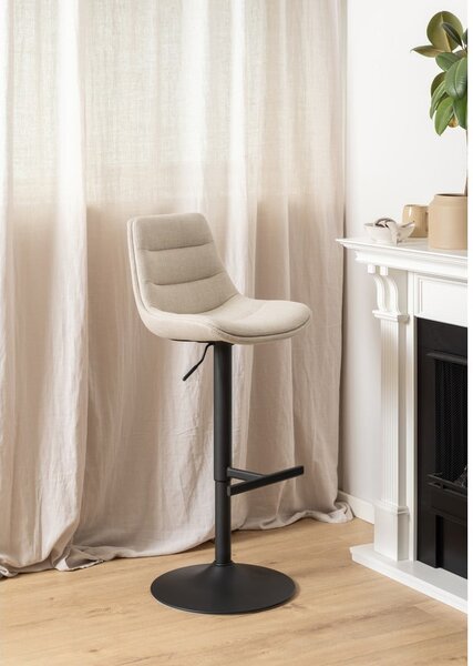 Sgabello da bar nero/beige con altezza regolabile (altezza della seduta 65 cm) Adisa – Actona