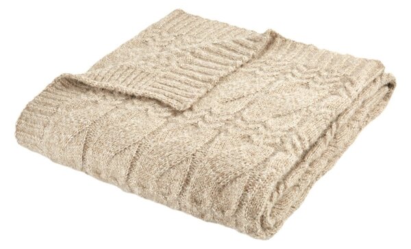 Coperta beige a maglia 150x200 cm Cable Knit - Bianca