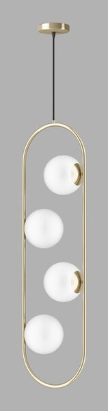 Lampadario dorato con paralume in vetro Club – Squid Lighting