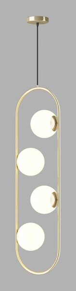 Lampadario dorato con paralume in vetro Club – Squid Lighting