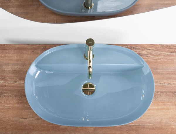 Lavabo da appoggio REA Aura 61 L.Blue Shiny