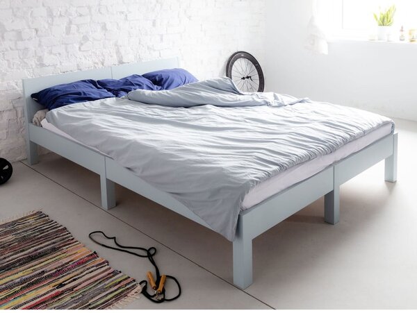 Letto matrimoniale in legno di faggio grigio chiaro con griglia 140x200 cm Dabi - Ragaba