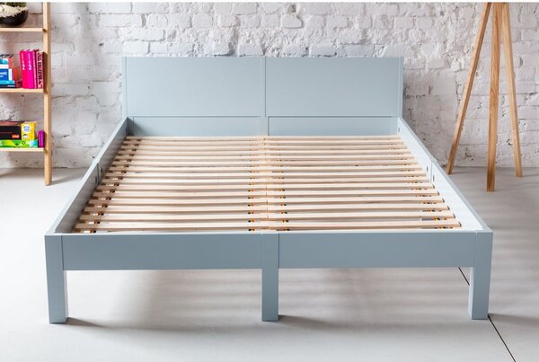 Letto matrimoniale in legno di faggio grigio chiaro con griglia 140x200 cm Dabi - Ragaba