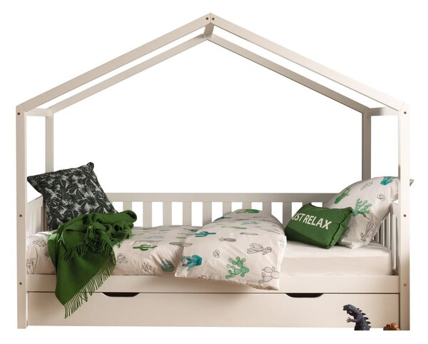 Letto per bambini in legno di pino bianco con letto estraibile e contenitore 90x200 cm DALLAS - Vipack