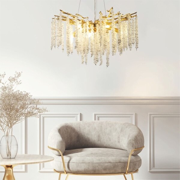 Zuma Line MD3720-1-EGN - Lampadario a sospensione con filo DIJON 8xG9/3,5W/230V oro