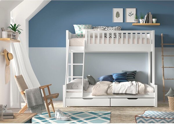 Letto a castello bianco per bambini 140x200/90x200 cm Scott - Vipack