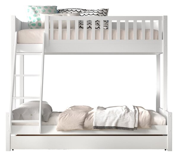 Letto a castello in pino bianco con spazio contenitivo 140x200/90x200 cm SCOTT - Vipack