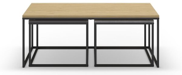 Set di 3 tavolini in colore grigio-naturale 60x110 cm Camelia - Marckeric