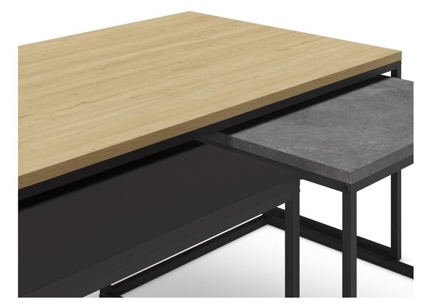 Set di 3 tavolini in colore grigio-naturale 60x110 cm Camelia - Marckeric