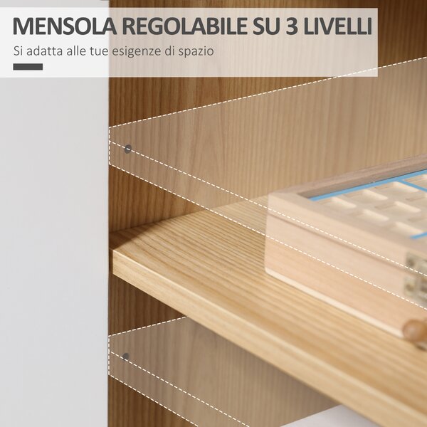 HOMCOM Mobile Multiuso Moderno in Truciolato e Legno di Pino con Ripiano Interno Regolabile su 3 Livelli, 77x35x77.5 cm|Aosom