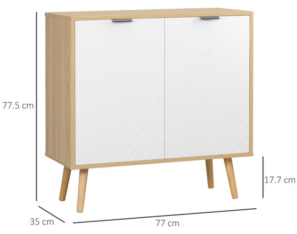 HOMCOM Mobile Multiuso Moderno in Truciolato e Legno di Pino con Ripiano Interno Regolabile su 3 Livelli, 77x35x77.5 cm|Aosom