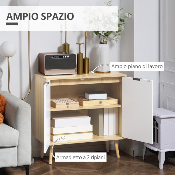 HOMCOM Mobile Multiuso Moderno in Truciolato e Legno di Pino con Ripiano Interno Regolabile su 3 Livelli, 77x35x77.5 cm|Aosom