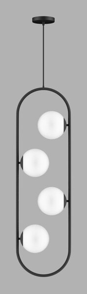 Lampadario nero con paralume in vetro Club – Squid Lighting