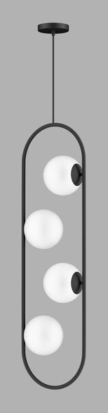 Lampadario nero con paralume in vetro Club – Squid Lighting