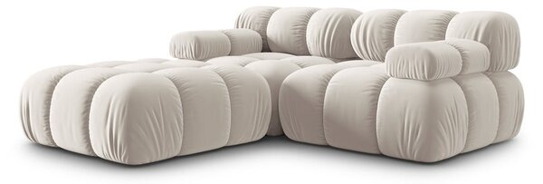 Divano angolare componibile beige (con composizione variabile) con rivestimento in velluto Bellis – Micadoni