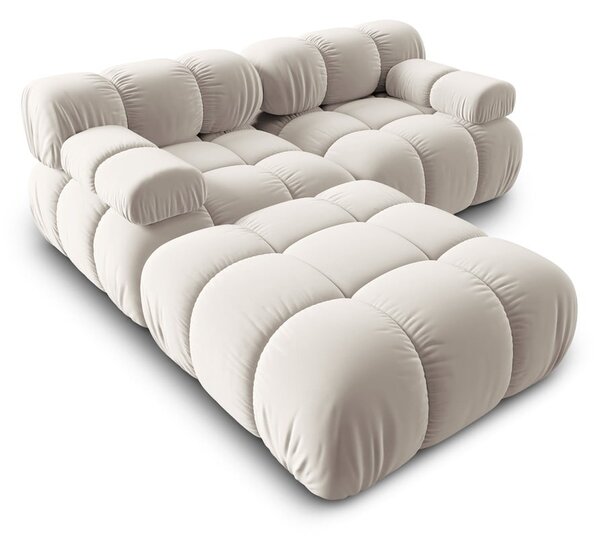 Divano angolare componibile beige (con composizione variabile) con rivestimento in velluto Bellis – Micadoni