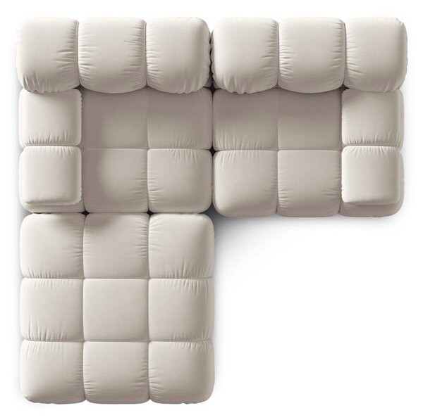 Divano angolare componibile beige (con composizione variabile) con rivestimento in velluto Bellis – Micadoni