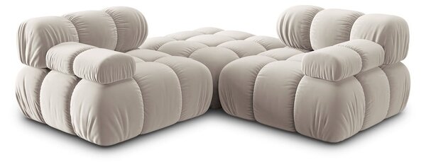 Divano angolare componibile beige (con composizione variabile) con rivestimento in velluto Bellis – Micadoni