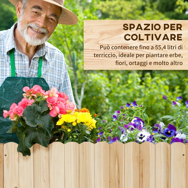 Outsunny Fioriera da Esterno Verticale in Legno con Foro di Drenaggio e Rivestimento Interno, 86x30x50 cm|Aosom