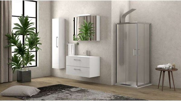 Kamalu box doccia 90x80 vetro opaco ante scorrevoli altezza 180cm k410