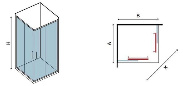 Kamalu box doccia 90x80 vetro opaco ante scorrevoli altezza 180cm k410