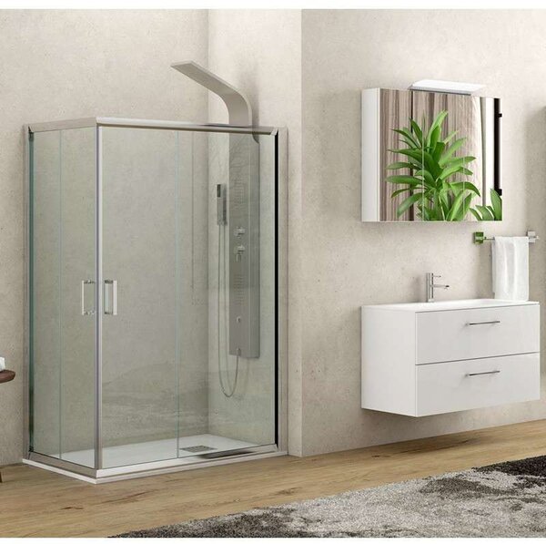 Box doccia angolare 120x80 altezza 180 cm vetro trasparente K410 - KAMALU