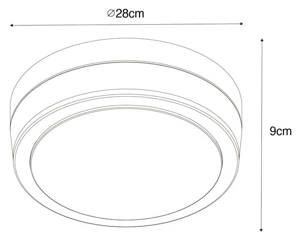 Plafoniera moderna in acciaio 28 cm IP44 - Flavi