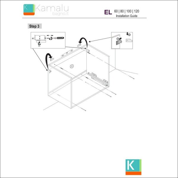 Mobile bagno sospeso 100cm rovere effetto cannettato con lavabo incasso KDS-100L - KAMALU