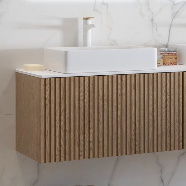 Mobile bagno sospeso 140cm rovere cannettato KDS-140SF - KAMALU