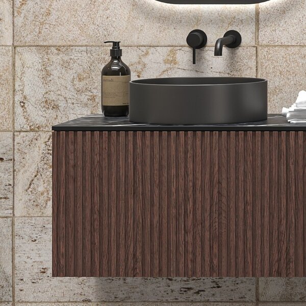 Mobile bagno sospeso 140cm rovere cannettato KDS-140P - KAMALU