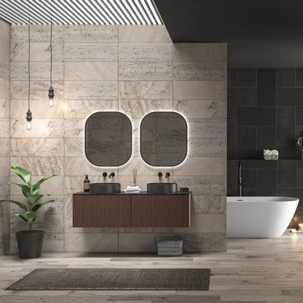 Mobile bagno sospeso 140cm rovere cannettato KDS-140P - KAMALU