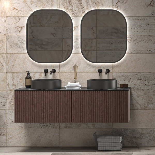 Mobile bagno sospeso 140cm rovere cannettato KDS-140P - KAMALU