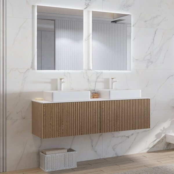 Mobile bagno sospeso 140cm rovere cannettato KDS-140SF - KAMALU