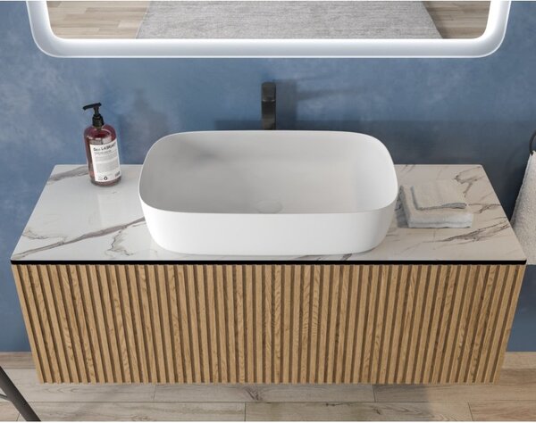 Mobile bagno sospeso 120cm rovere effetto cannettato KDS-120P - KAMALU