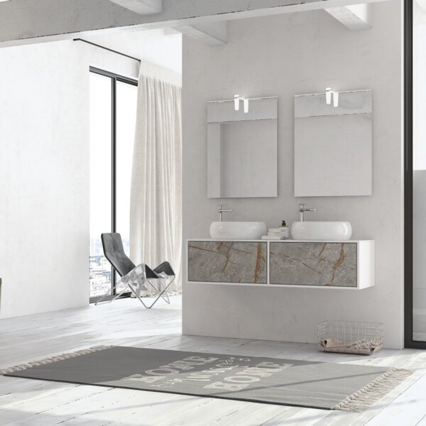 Mobile bagno 135cm bicolore con 2 cassetti scorrevoli SPR-135C - KAMALU